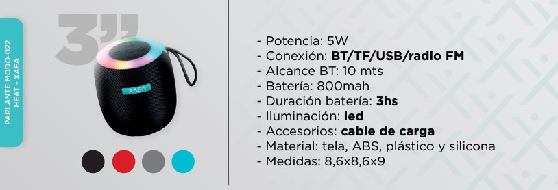 PARLANTE 3" - MODO-022 HEAT - XAEA - AZUL