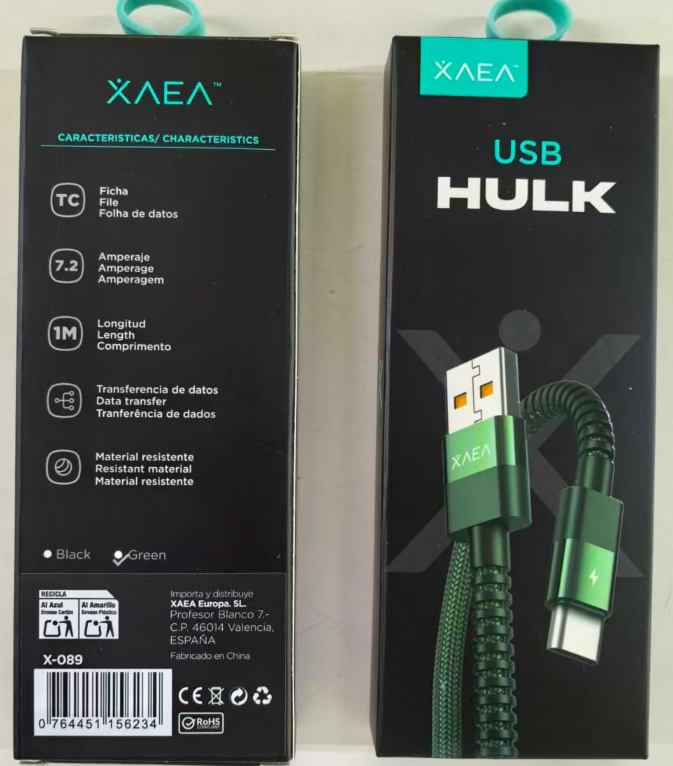 CABLE USB X-089 HULK 2025 TIPO C - XAEA - VERDE