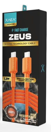 CABLE ZEUS TIPO C-C EDICION ESPECIAL X-00F2 - XAEA - NARANJA