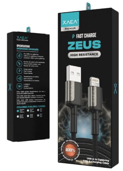 CABLE USB LIGHTNING X-104C - ZEUS - XAEA - PLATEADO