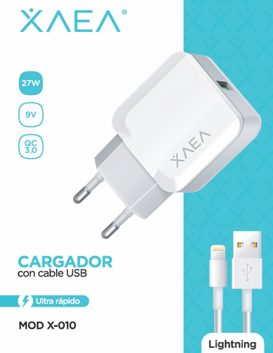 [CAREX04010010] CARGADOR RED X-010 CABLE IP- XAEA BLANCO