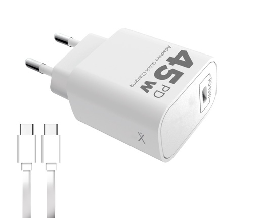 [CARX05B040114] CARGADOR X-004 PD + CABLE TIPO C A TIPO C -SUPREME - XAEA - BLANCO